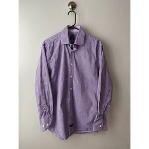 English Laundry Shirt Mens Large Long Sleeve Button Up Purple Flip Cuff 34/35